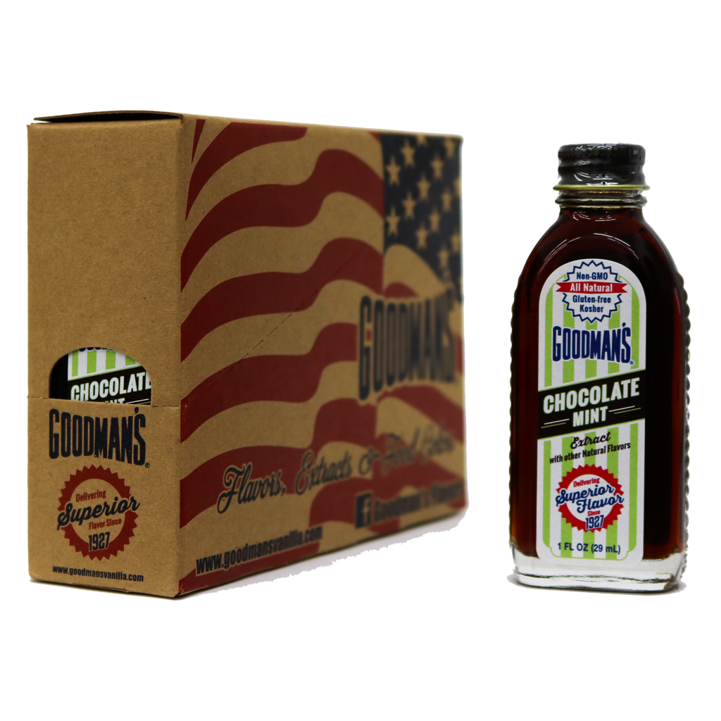 Natural Mint Chocolate Extract 1 ounce Case of 6 with Bottle