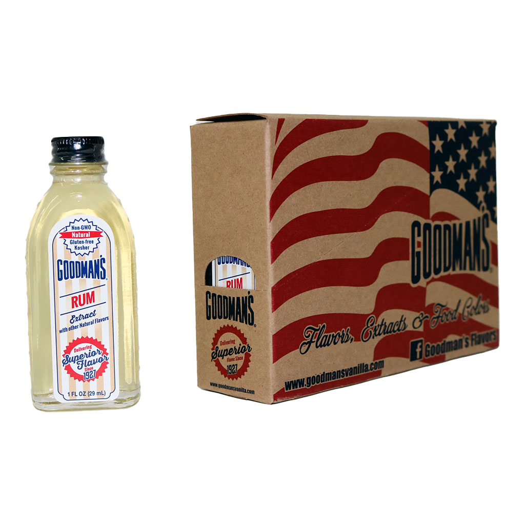 Natural Rum Extract 1 ounce Case of 6 with Bottle