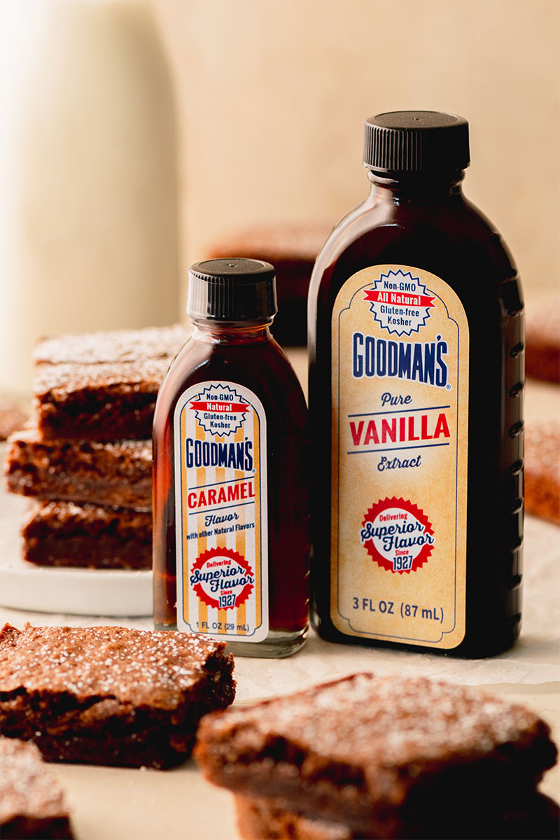 Goodman's Caramel Flavor and Pure Vanilla Extract with Aunt Norma's Brownies