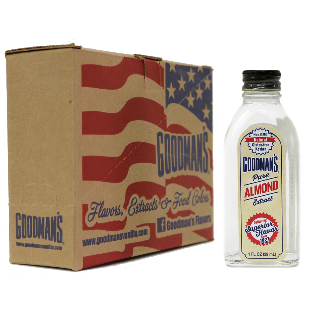 Pure Almond Extract 1 ounce Case of 6 with Bottle