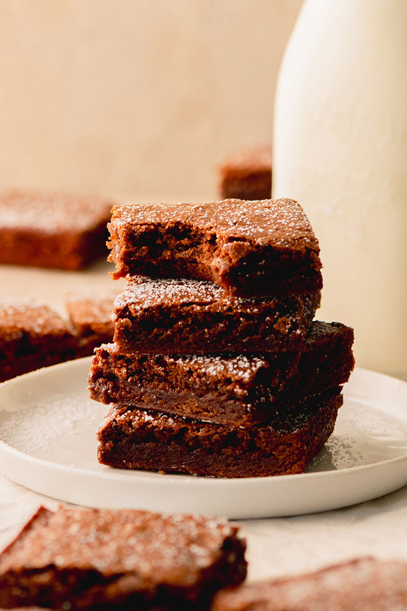 Stack of Aunt Norma's Brownies on a Plate