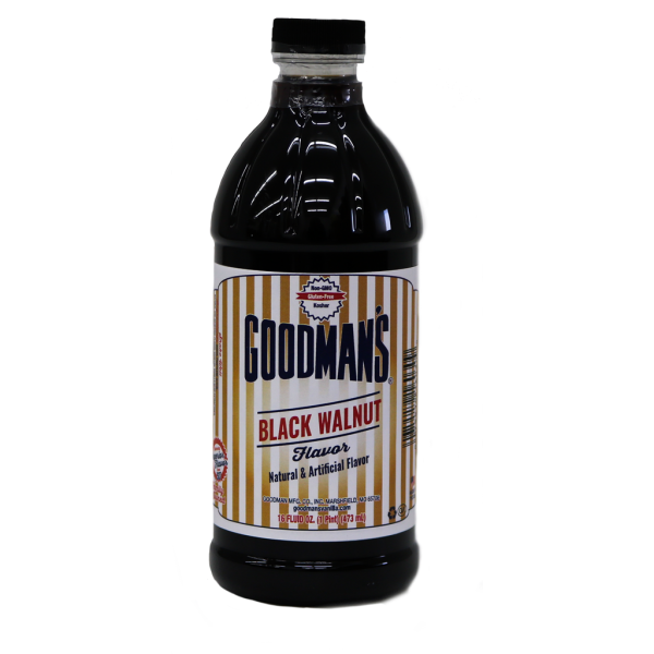 Front view of 1 pint bottle of Goodmans Black Walnut Extract