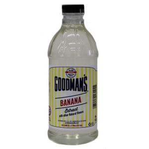 Front view of 1 pint bottle of Goodmans Natural Banana Extract