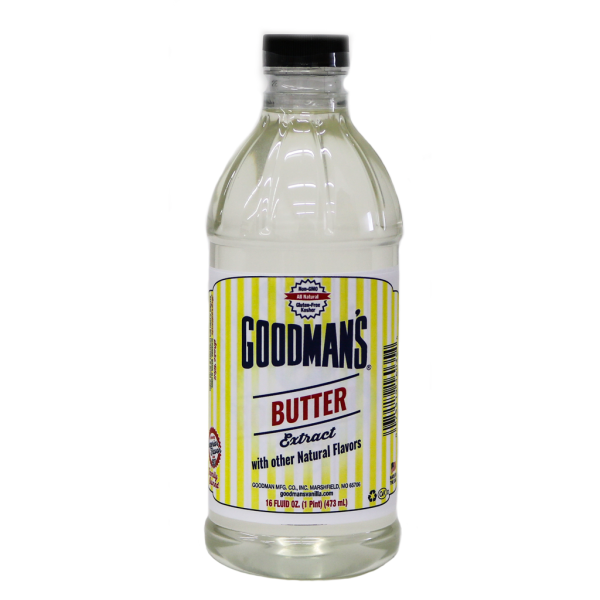 Front view of 1 pint bottle of Goodmans Natural Butter Extract