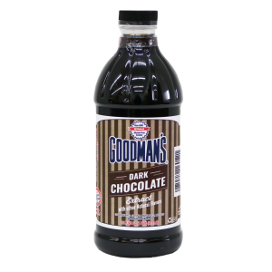 Front view of 1 pint bottle of Goodmans Natural Dark Chocolate Extract
