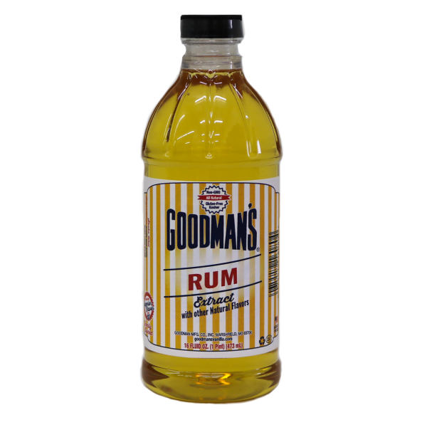 Front view of 1 pint bottle of Goodmans Natural Rum Extract