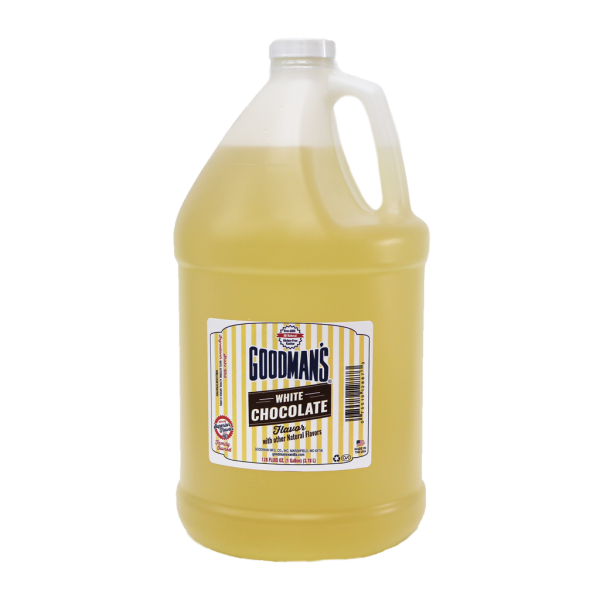 Front view of 1 gallon jug of Goodmans Natural White Chocolate Extract