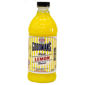 Front view of 1 pint bottle of Goodmans Pure Lemon Flavor Alcohol Free