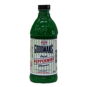 Front view of 1 pint bottle of Goodmans Pure Peppermint Flavor Alcohol-Free