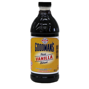 Front view of 1 pint bottle of Goodmans Pure Vanilla Extract