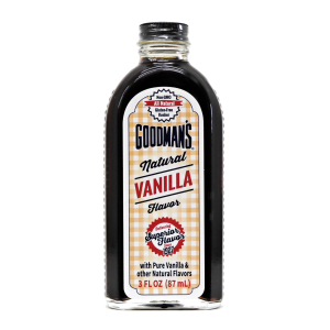 Front view of 3 ounce bottle of Goodmans Natural Vanilla Flavor
