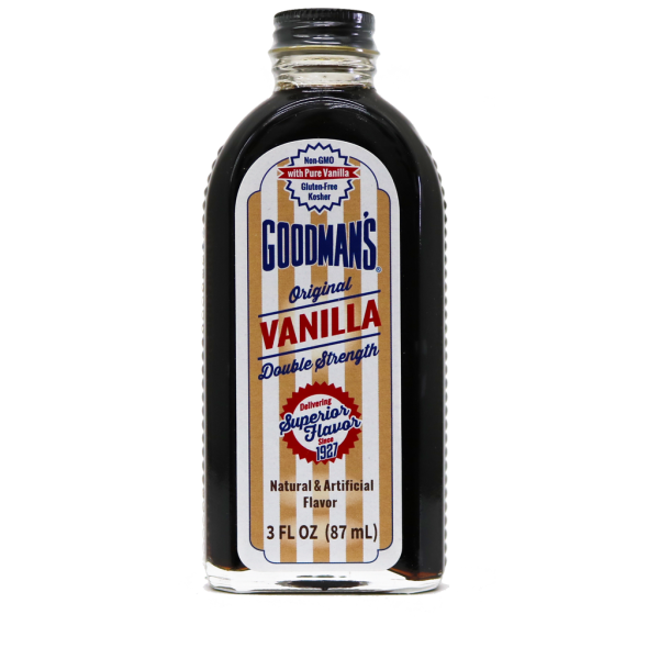 Front view of 3 ounce bottle of Goodmans Original Vanilla Double Strength